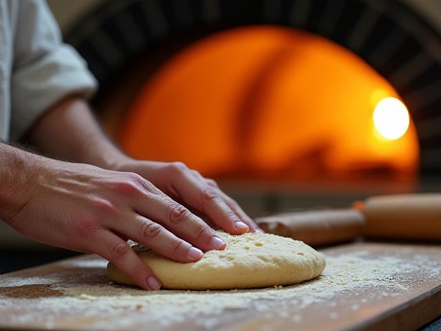 Artisan boulanger devant un four traditionnel, symbolisant la qualité et l'artisanat
