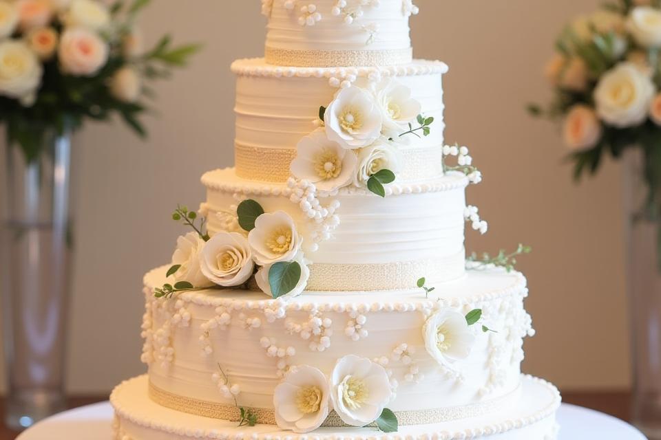 Magnifique gâteau de mariage à plusieurs étages, personnalisé