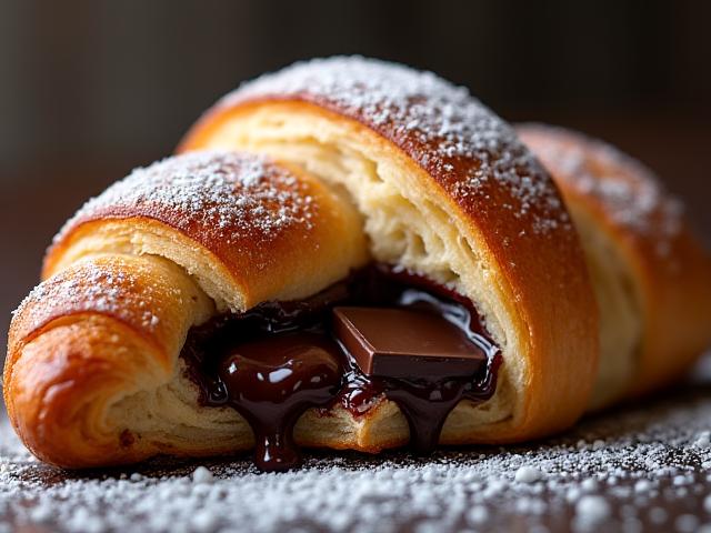 Pain au chocolat fondant avec deux barres de chocolat