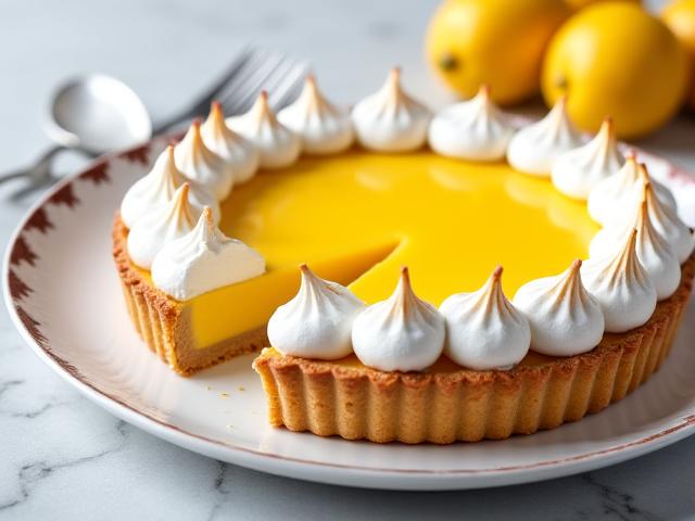 Tarte au citron meringuée sur plat
