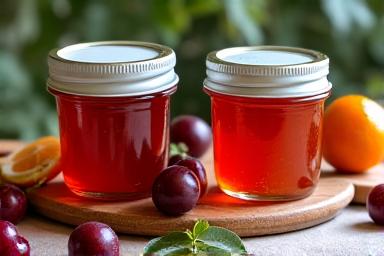 Trois pots de confitures corses artisanales, aux fruits du verger