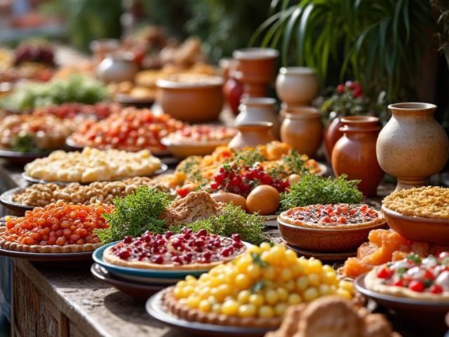 Buffet gastronomique corse avec produits locaux frais